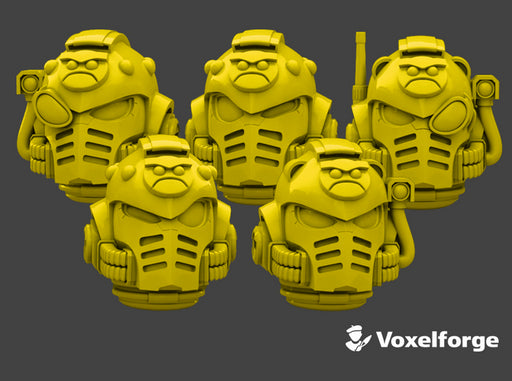 10x Angry - Voxelforge Helms (Squad 1) 3d printed