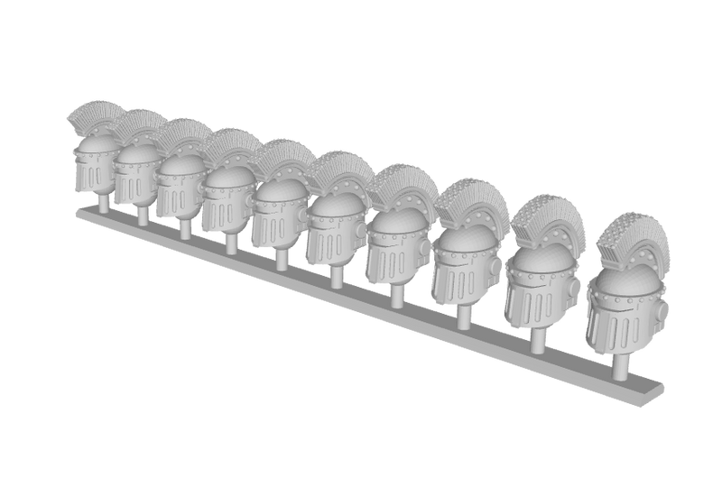 10x Crested- G:2 Crusader Helmets (30k Scale)