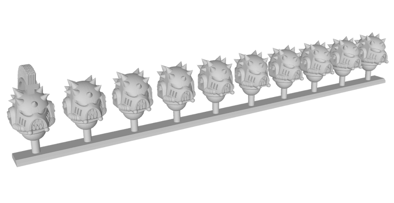 10x Spiked - G:11 Chaos Boxer Helms : Squad 1