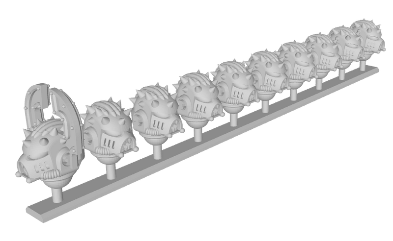 10x Angry Spiked - G:11 Chaos Boxer Helms : Squad 1
