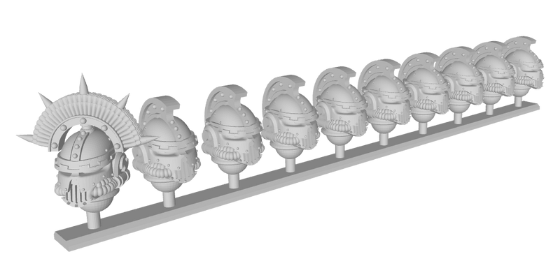 10x Honor Squad - Crested Iron Skull Helmets (30k Scale)