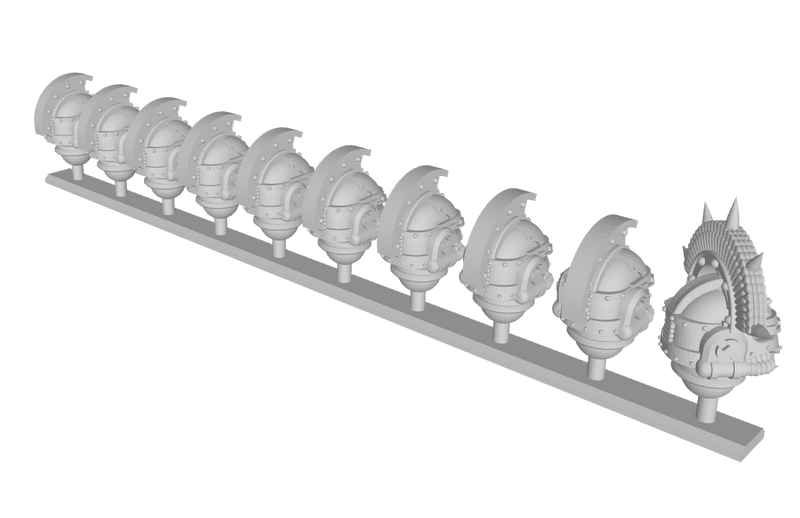 10x Honor Squad - Crested Iron Skull Helmets (30k Scale)