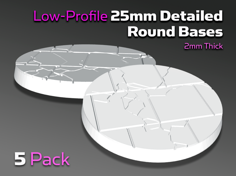 5x Broken Tiles: 25mm Low-Profile Round Bases