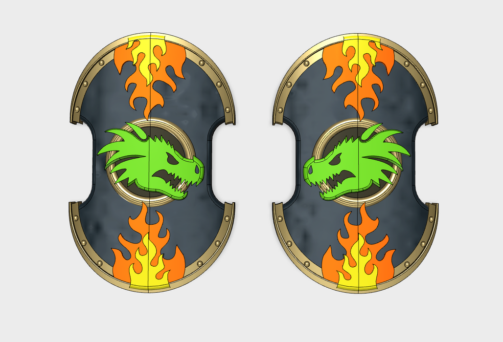 Dragon Head - Trojan Power Shields (L&R)