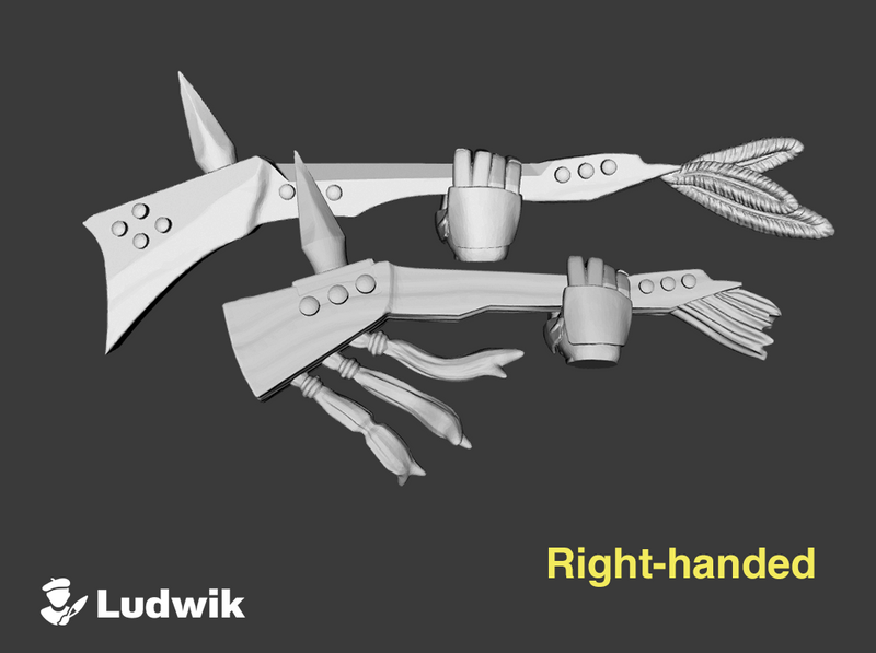 10x Right-handed : Gunstock War Clubs (Marine)