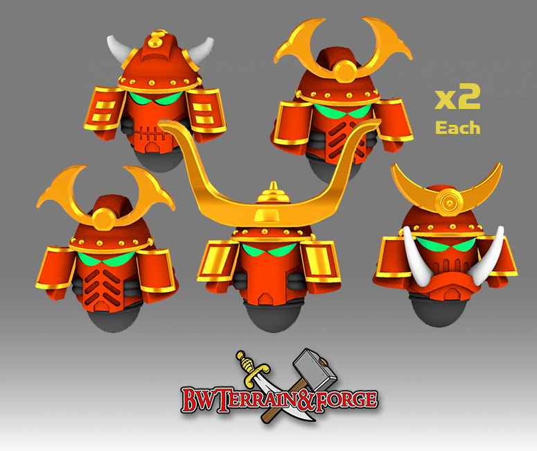 10x Cyber Samurai Set - G:10 Kabuto Helmets
