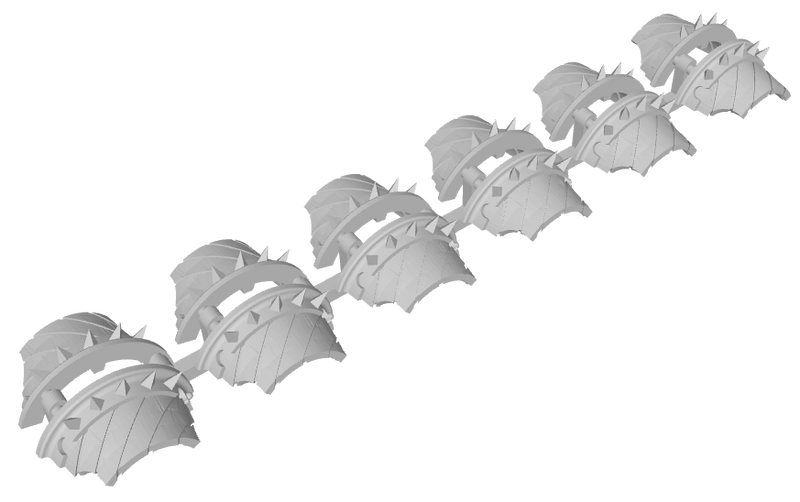 6x Hazard Stripes - 3rd Ed. Cataphractii Spiked Ridge Sets