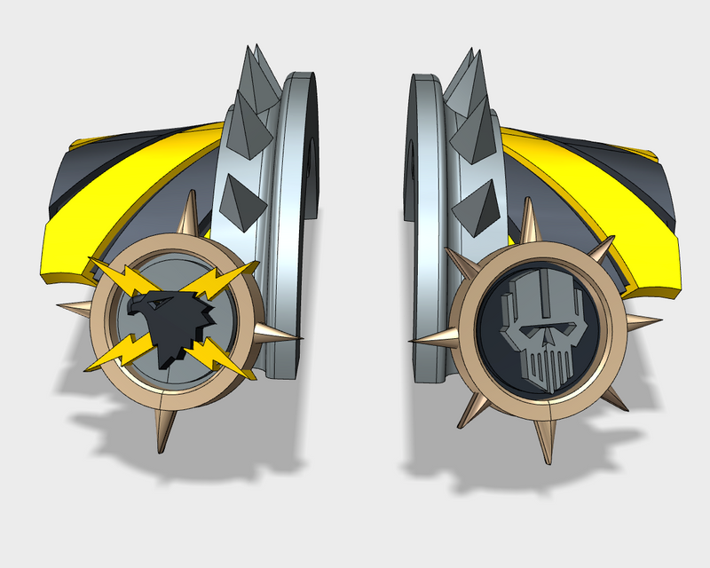 6x Iron Heads - 3rd Ed. Cataphractii Warsmith Shoulders