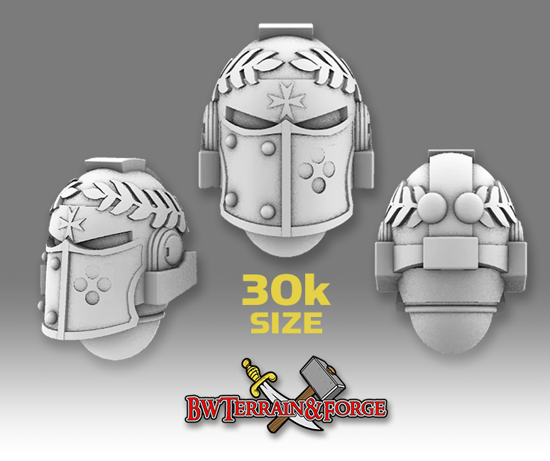 10x Maltese Cross - Laureled Templar Helms (30k Scale)