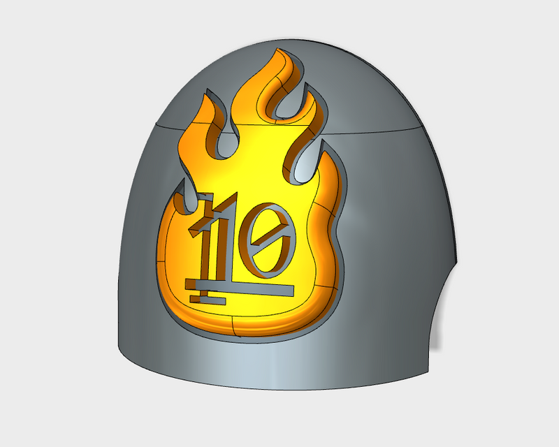 10x Flame/ Goth 10 - G:10 Right Shoulder Pads