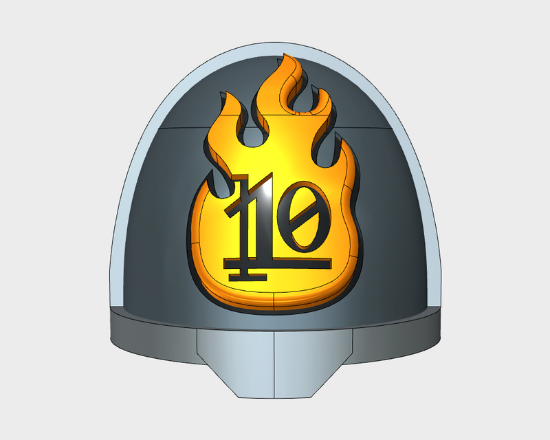 10x Flame/ Goth 10 - G:11a Shoulder Pads
