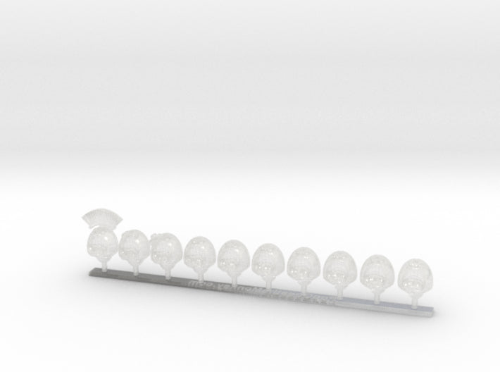 10x Angry King Helms - Squad 1 3d printed