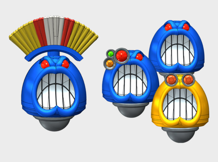 10x Angry King Helms - Squad 1 3d printed