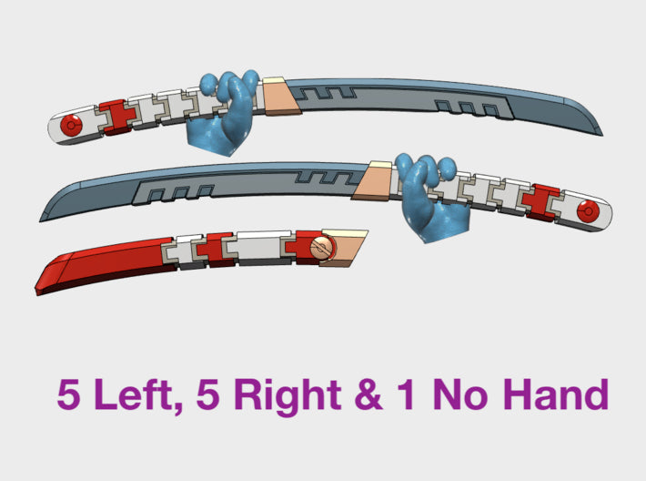 11x Ka'Tauna-2 Swords w/Scabbard (Tau hand) 3d printed