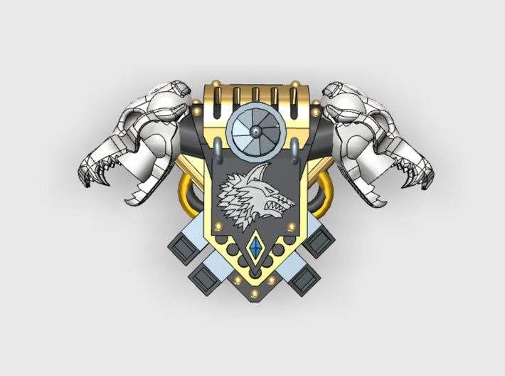 RussWolf - G:4 Wolf Skull PACs 3d printed Small = 1 Backpack