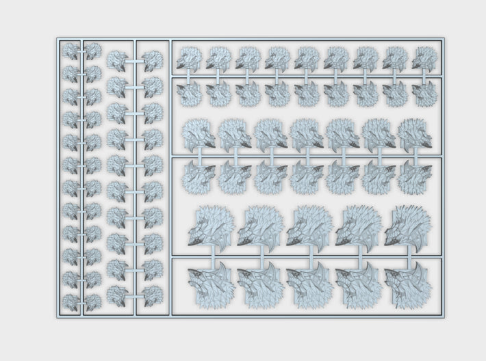 Shaggy Wolf - Flat Vehicle Insignia pack 3d printed