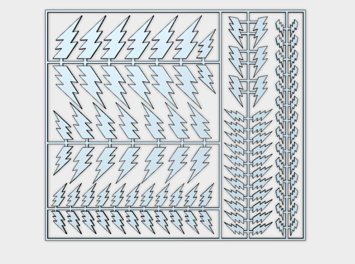 Lightning Bolt - Flat Vehicle Insignia pack 3d printed