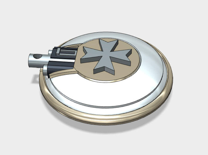 Vehicle Insignia-Ready - Naxos Combat Shields 3d printed This flat area will accommodate my vehicle Insignias