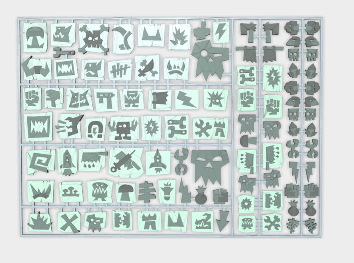 Orc Glyphs 1 - Flat Vehicle Insignia pack 3d printed