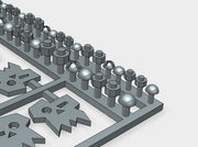 Orc Skulls &amp; Jaws - Flat Vehicle Insignia pack 3d printed Includes some helpful &quot;fasteners&quot; to get the right look.