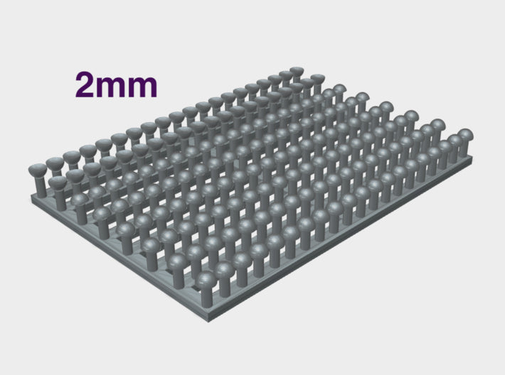 2mm Rivet Heads -Variety Pack 3d printed