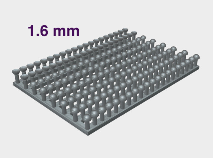 1.6 mm Rivet Heads -Variety Pack 3d printed