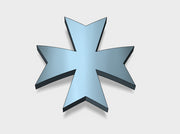 20x Maltese Cross - Bent Insignias (7mm)	 3d printed Bent to fit curved surfaces. Roughly same size as shoulder insignias.