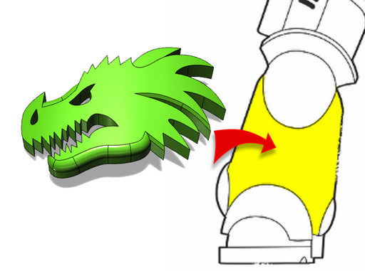20x Dragon Head (Left): Small Bent Insignias 3d printed