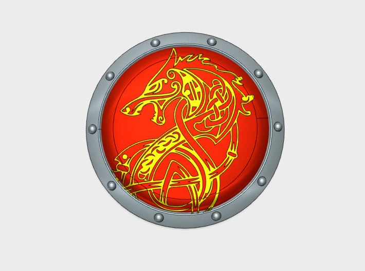 Celtic Wolf - Round Power Shields (L&amp;R) 3d printed