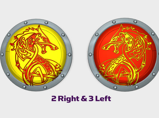 Celtic Wolf - Round Power Shields (L&amp;R) 3d printed