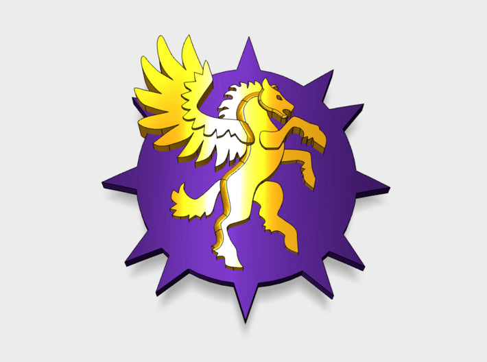 20x Pegasus - Bent Insignias (7mm)	 3d printed 10 facing Right, 10 Facing Left.