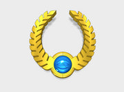 20x Ancient Laurels - Bent Insignias (7mm) 3d printed Bent to fit curved surfaces. Roughly same size as shoulder insignias.