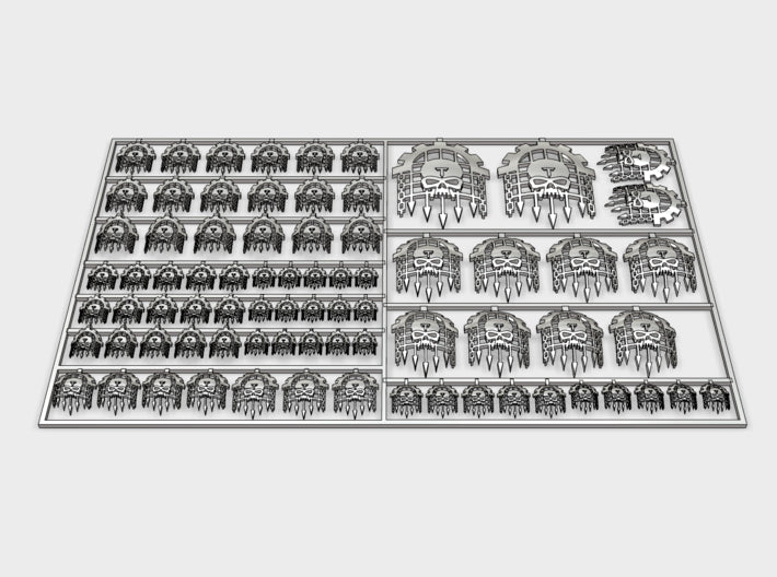 Caged Skull - Bent &amp; Convex Insignias Set	 3d printed