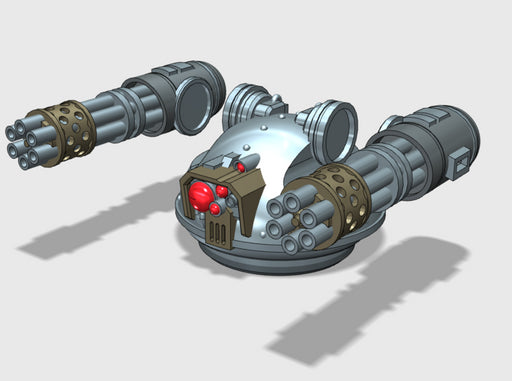 Linebacker Turret w/Twin Gat.Cannons 3d printed For flexibility; 8mm X 2mm magnets should be used to attach.