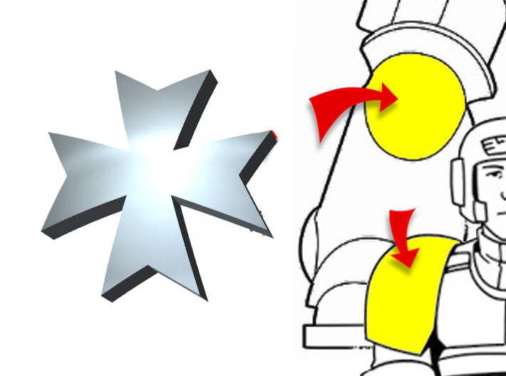 20x Maltese Cross- Tiny Convex Insignias (3mm) 3d printed