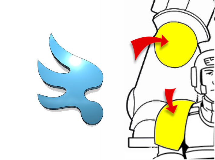 20x Angel Wing (R) - Tiny Convex Insignias (3mm) 3d printed