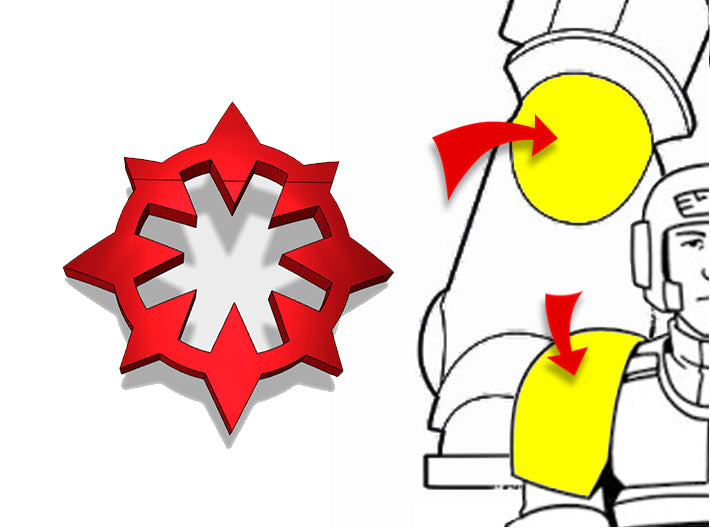 20x Chaos Maul - Tiny Convex Insignias (3mm)	 3d printed