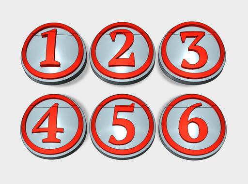 10x Circle Numbers 1-6 : Shoulder Insignia pack 3d printed