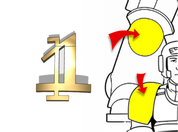 20x Ogothic #1 - Tiny Convex Insignias (3mm) 3d printed