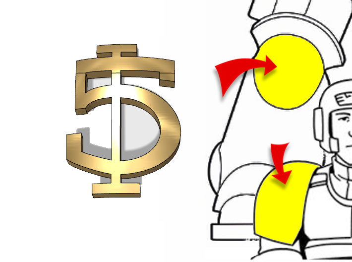 20x Ogothic #5 - Tiny Convex Insignias (3mm) 3d printed