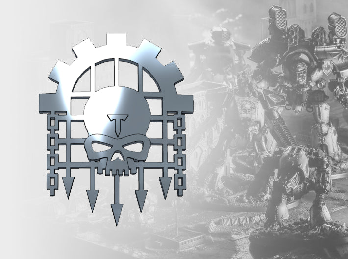 Legio Caged Skull - Tiny Titan Insignias Kit 3d printed Sized to fit your &quot;Tiny Titan&quot;