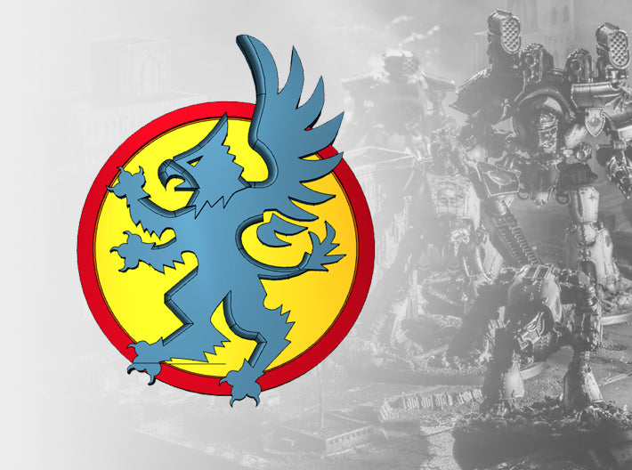 Legio Gryphon - Tiny Titan Insignias Kit 3d printed Sized to fit your &quot;Tiny Titan&quot;