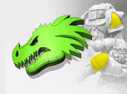 60x Dragon Head - Small Convex Insignias (5mm) 3d printed