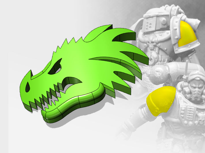 60x Dragon Head - Small Convex Insignias (5mm) 3d printed