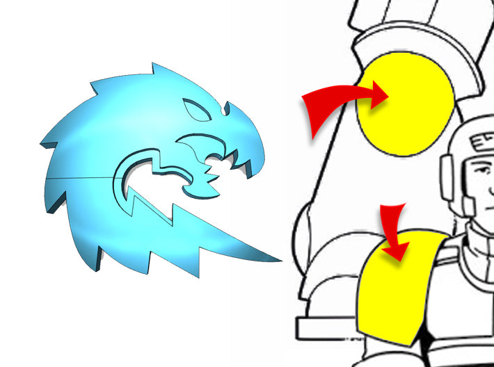 20x Blitz Dragon (R) - Tiny Convex Insignias (3mm) 3d printed