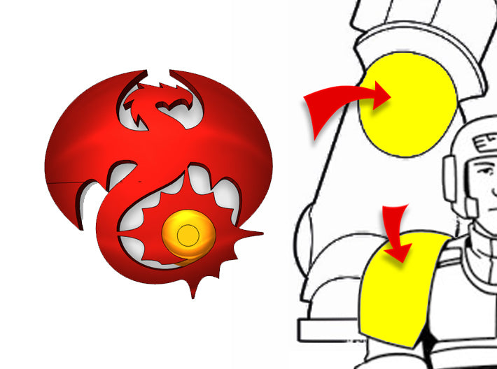 20x Void Drakes (R) - Tiny Convex Insignias (3mm) 3d printed