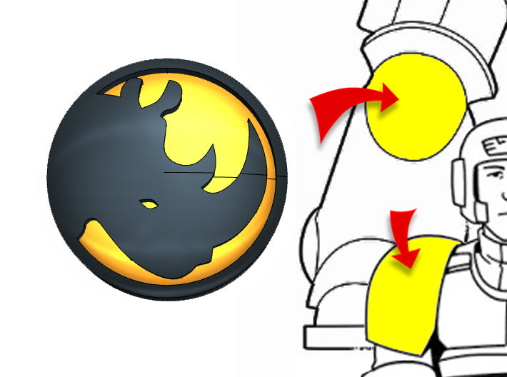 20x Black Rhinos (R) - Tiny Convex Insignias (3mm) 3d printed