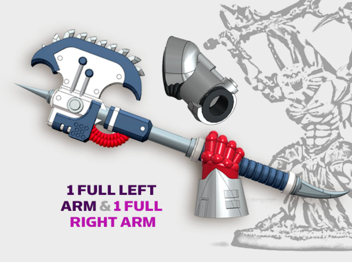 2x Khrom Axes - Demon Lord Weapons w/Arms 3d printed