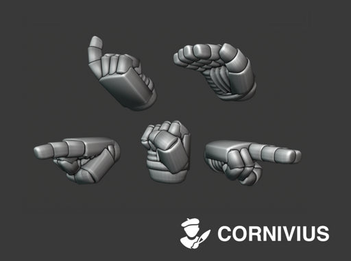 30x Marine Hands: Command_Set 3d printed includes 3 copies of a Left and a Right hand version of each