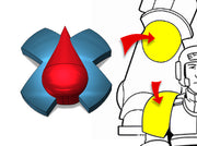 20x Blood Cross - Tiny Convex Insignias (3mm) 3d printed